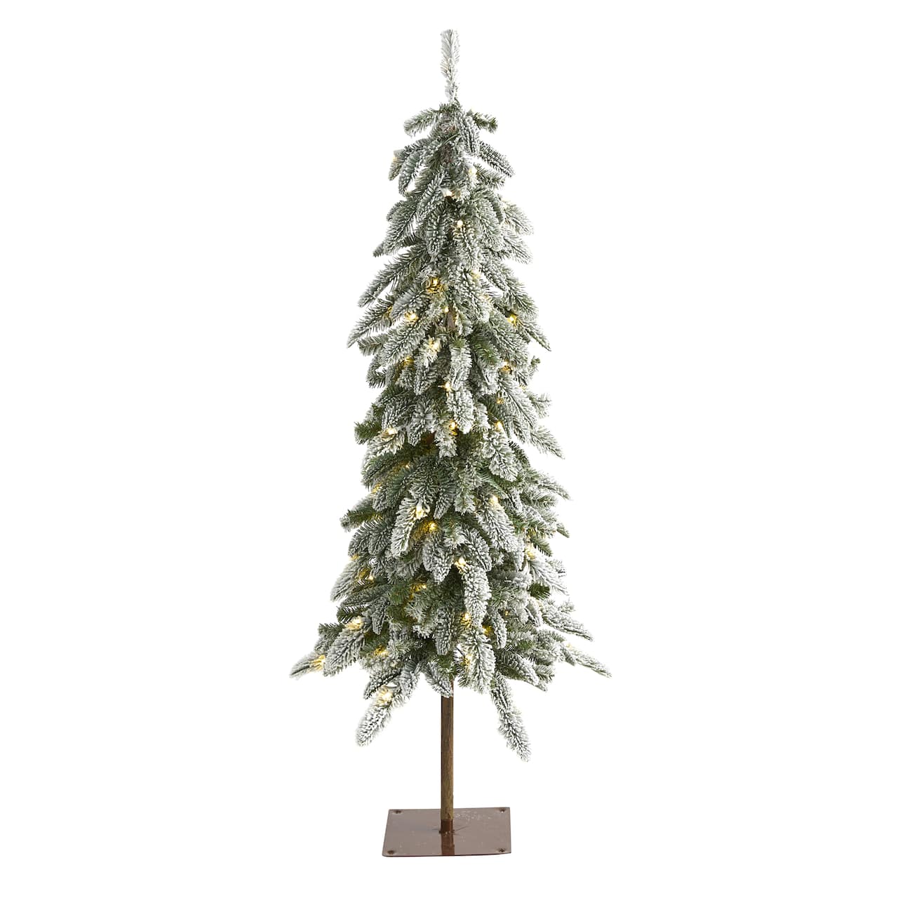 4.5ft. Pre-Lit Flocked Washington Alpine Artificial Christmas Tree, Warm White LED Lights